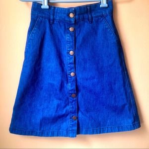H&M | Denim A-line Skirt Blue Button Down XS